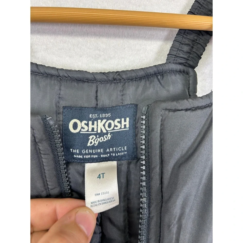 Winter Snow OshKosh B'gosh Kids 4T Black Insulated Zipper Front Bib‎ Overalls